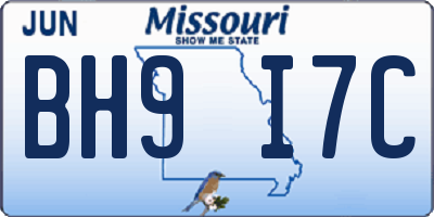 MO license plate BH9I7C
