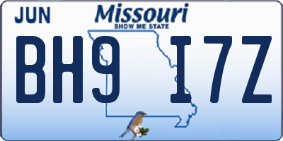 MO license plate BH9I7Z
