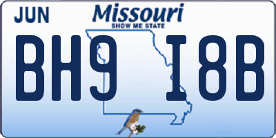 MO license plate BH9I8B