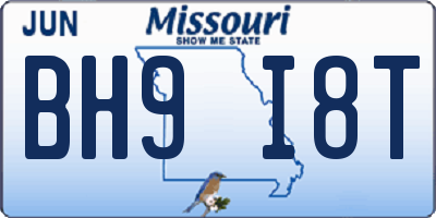 MO license plate BH9I8T