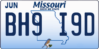 MO license plate BH9I9D