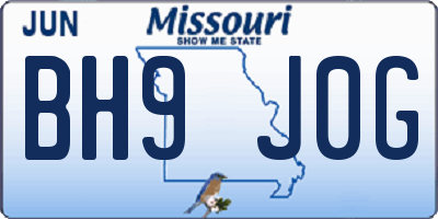 MO license plate BH9J0G
