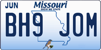 MO license plate BH9J0M