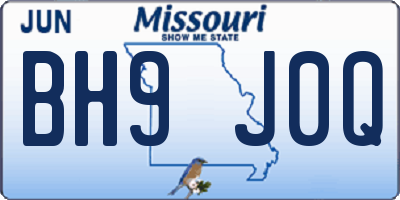 MO license plate BH9J0Q