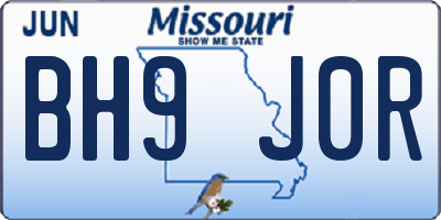 MO license plate BH9J0R