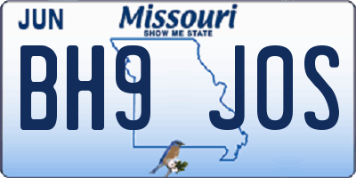 MO license plate BH9J0S