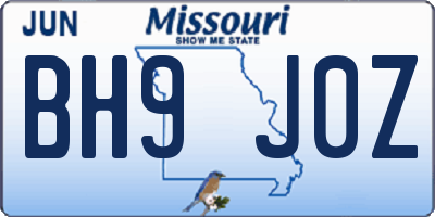MO license plate BH9J0Z