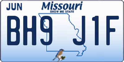 MO license plate BH9J1F