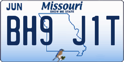 MO license plate BH9J1T