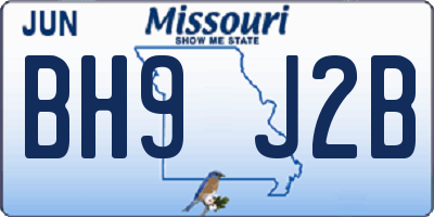 MO license plate BH9J2B