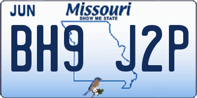 MO license plate BH9J2P