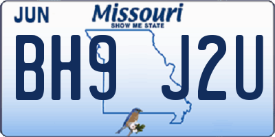 MO license plate BH9J2U