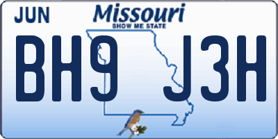 MO license plate BH9J3H