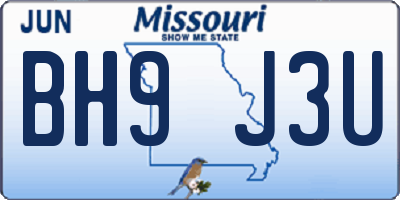MO license plate BH9J3U