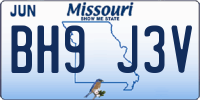 MO license plate BH9J3V
