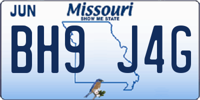MO license plate BH9J4G