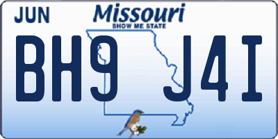 MO license plate BH9J4I