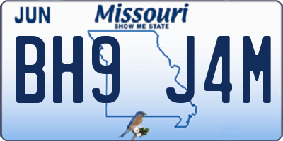 MO license plate BH9J4M