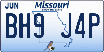 MO license plate BH9J4P