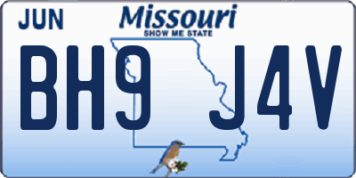 MO license plate BH9J4V