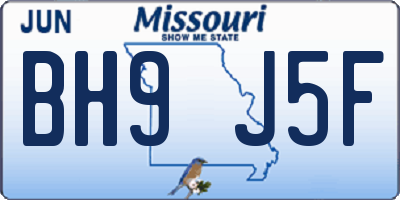 MO license plate BH9J5F