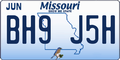 MO license plate BH9J5H