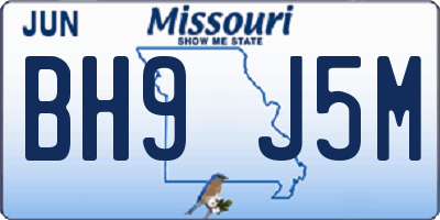 MO license plate BH9J5M