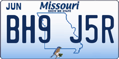 MO license plate BH9J5R