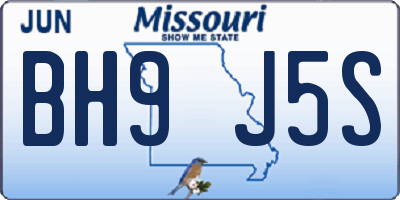 MO license plate BH9J5S