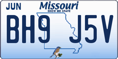 MO license plate BH9J5V