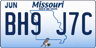 MO license plate BH9J7C