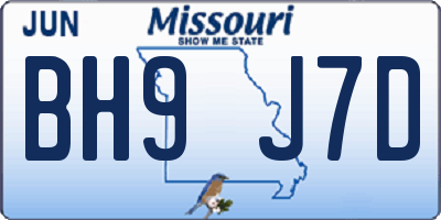 MO license plate BH9J7D