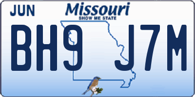 MO license plate BH9J7M