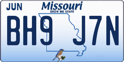 MO license plate BH9J7N