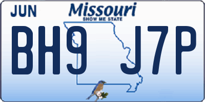 MO license plate BH9J7P