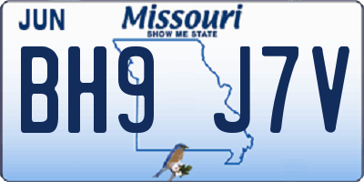 MO license plate BH9J7V