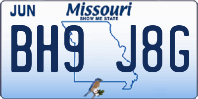 MO license plate BH9J8G
