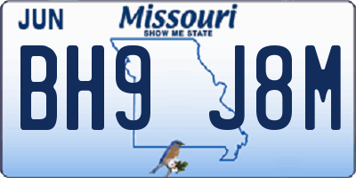 MO license plate BH9J8M