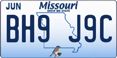 MO license plate BH9J9C