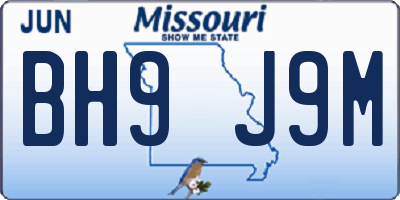 MO license plate BH9J9M