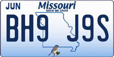MO license plate BH9J9S