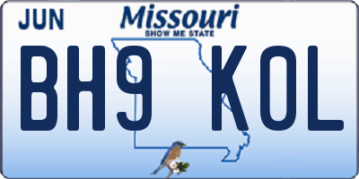MO license plate BH9K0L