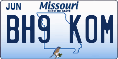 MO license plate BH9K0M