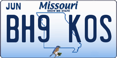 MO license plate BH9K0S
