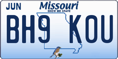 MO license plate BH9K0U