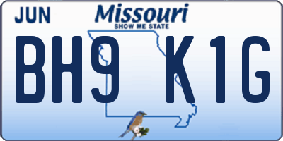 MO license plate BH9K1G