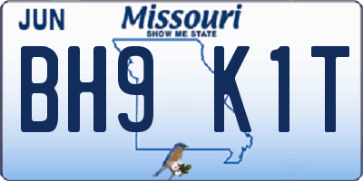MO license plate BH9K1T