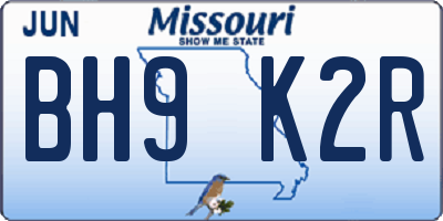 MO license plate BH9K2R