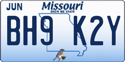 MO license plate BH9K2Y