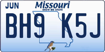 MO license plate BH9K5J